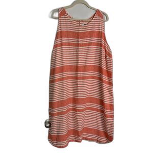 Old Navy Women Dress XXL Tall Coral Stripe Shift Linen Blend Sleeveless